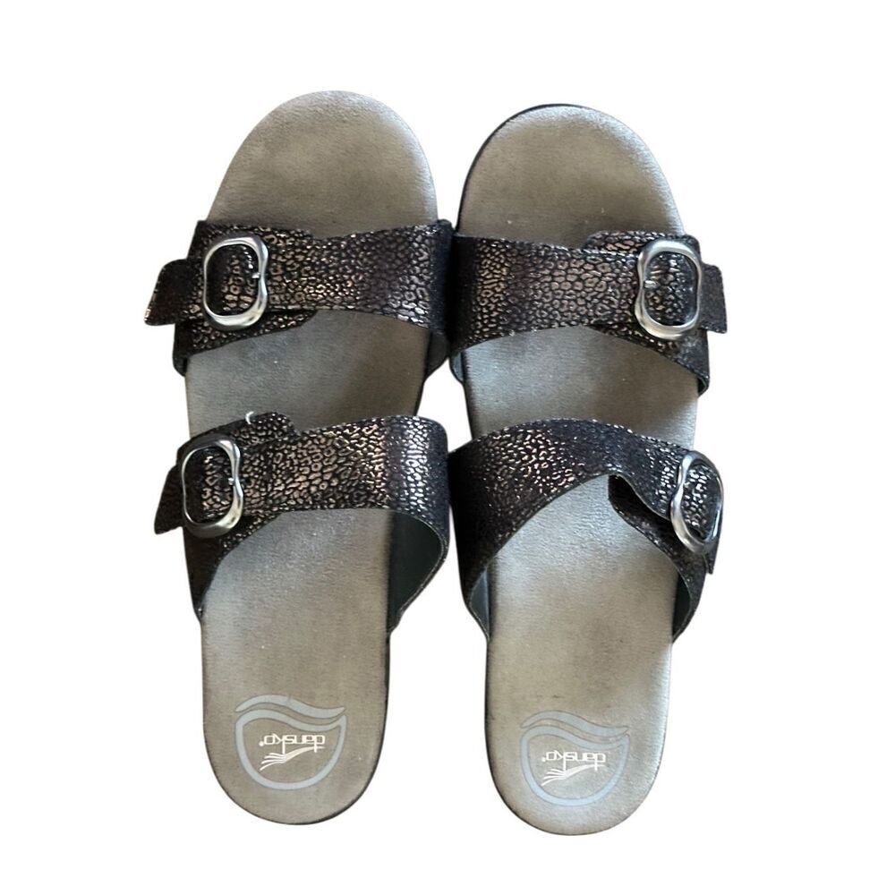 DANSKO Sophie Leather Sandals Black/Bronze Size 40 US Size 9.5-10